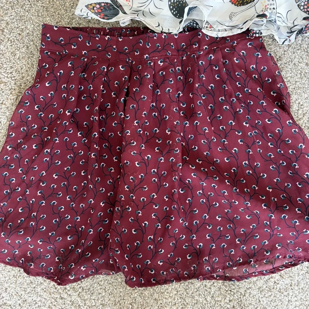 Printed Mini Skirt  Bundle Navy, Burgundy, and Cream - Picture 6 of 8